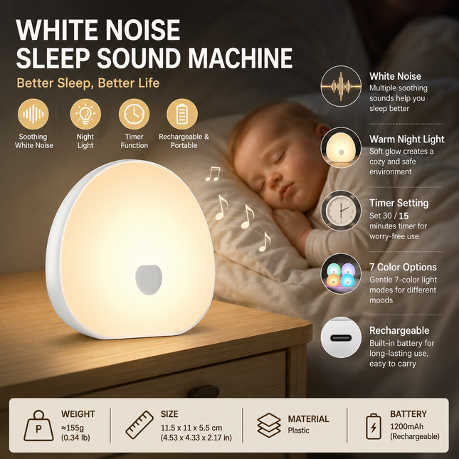 White Rechargeable White Noise Sleep Aid Night V888-ELOSUNG53619