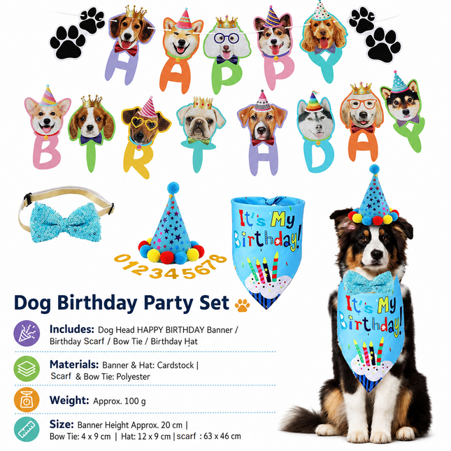 Blue Dog Birthday Party Decoration Set