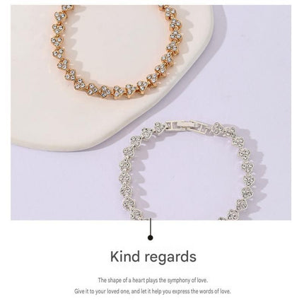 3 pieces Exquisite jewelry gift set -2piece Rhinestone Heart Link Bracelet Gold and rose gold and Nativity Scene Glass Pendant Necklace Set - Alloy and Zinc Alloy Construction, 19cm Bracelet with Sparkling Crystals, Oval Religious Pendant on Chain, Christ