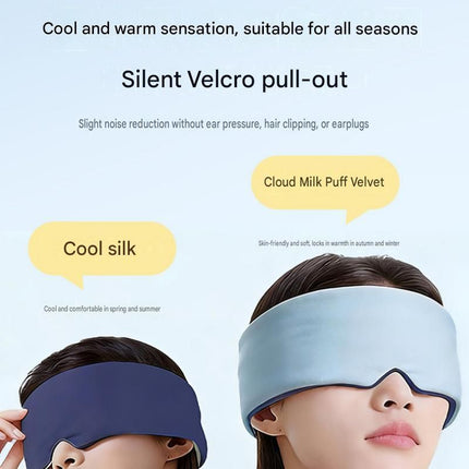 Blue Weighted Sleep Mask - Double-Sided Cooling and Warm Fabric, Micro-Bead Pressure Design, 72cm Adjustable Wrap, Light Blocking Eye Cover for Travel and Home Use