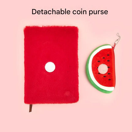 Fruit-Shaped Office Supplies Set-3 packs Watermelon Shaped Sticky Notes  and A5 Plush Notebook with Watermelon Shaped Detachable Coin Purse - Cute Memo Pads for Journaling Office School Gift Ready