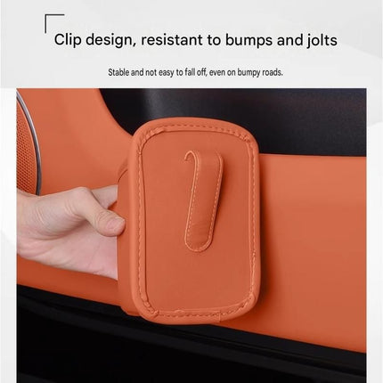 Red Universal Car Door Cup Holder - PU Leather Hanging Storage Organizer for Seat Back and Console side and Door storage compartment - Multi-Purpose Beverage Pocket with Secure Clip Design for Travel and Commute