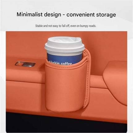 Black Universal Car Door Cup Holder - PU Leather Hanging Storage Organizer for Seat Back and Console side and Door storage compartment - Multi-Purpose Beverage Pocket with Secure Clip Design for Travel and Commute