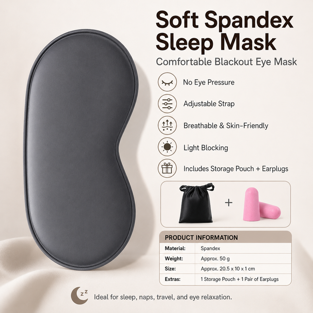 Grey Spandex Sleep Eye Mask