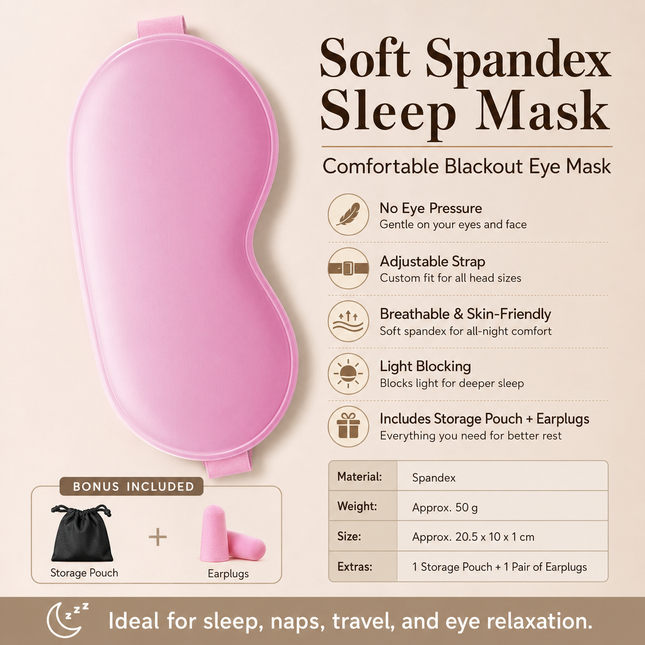 Pink Spandex Sleep Eye Mask