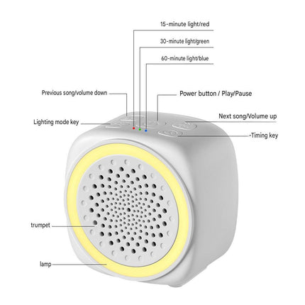 Soft Sleep Aid combination - White Noise Machine with 7-Colour Night Light and Grey Spandex Eye Mask, Portable Sound  and Complete shading environment for Better Rest