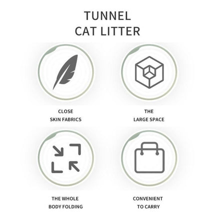 Grey Foldable Cat Tunnel Bed - Plush 2-in-1 Pet Nest with 26cm Wide Opening, Non-Slip Base and Hanging Toy for Indoor Cats
