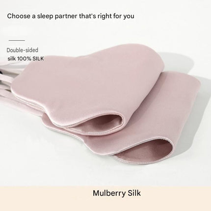Black Mulberry Silk Sleep Eye Mask - Cloud Shaped Blackout Blindfold with Adjustable Strap, Lightweight Travel and Nap Essential for Sensitive Skin