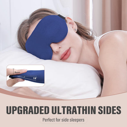 Black 3D Contoured Sleep Eye Mask - 360 Degree Blackout Blindfold with Adjustable Strap and Nose Wing Design for Side Sleepers, Travel and Nap
