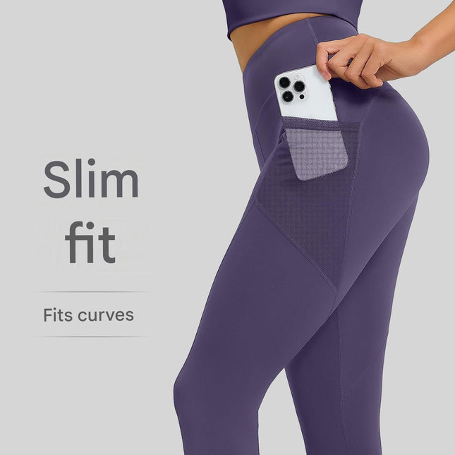 Grey XXL Size Women's High Waist Yoga Leggings with Mesh Side – product detail