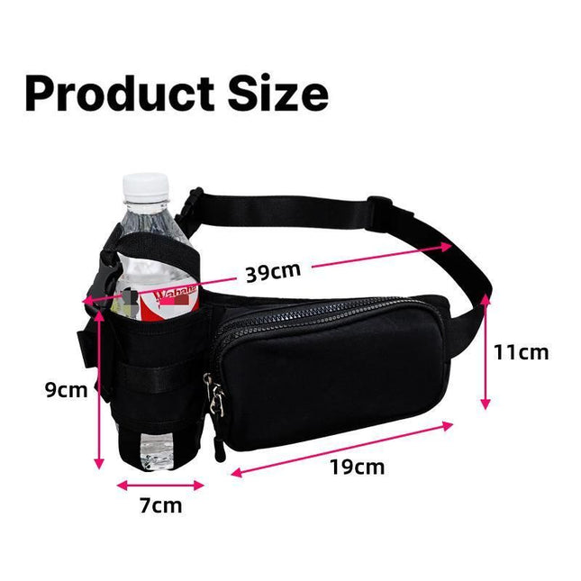 Black Waterproof Sports Waist Bag with Water Bottle Holder – product detail