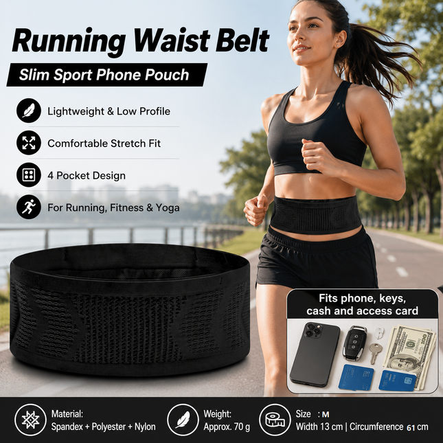 Black M Size Running Waist Belt