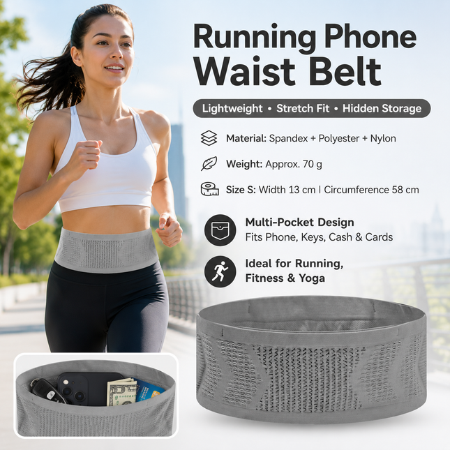 Grey S Size Running Waist Belt
