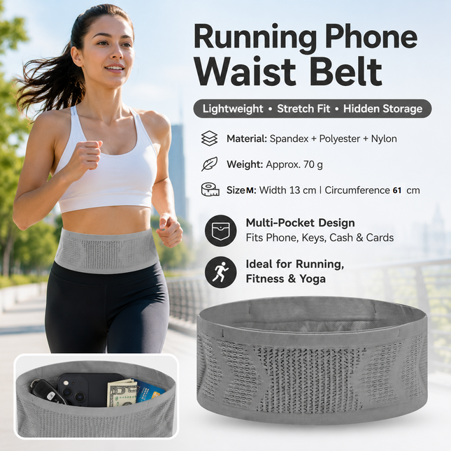 Grey M Size Running Waist Belt