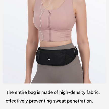 Black Running Waist Pack—Made of waterproof nylon with an adjustable strap (fits waist sizes 60–110 cm); features a three-pocket design to store a phone and keys, includes reflective strips for safety during night runs, and is suitable for running, mounta