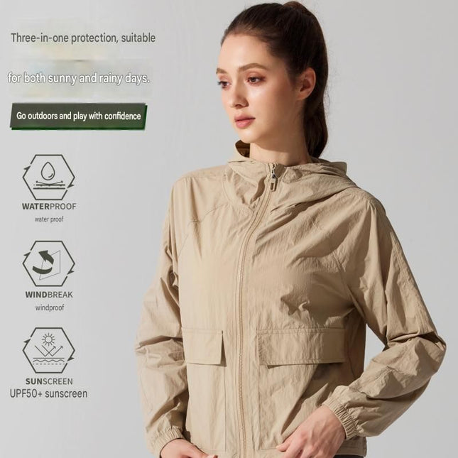 Green S Size Women's Lightweight Hooded Windbreaker – product detail