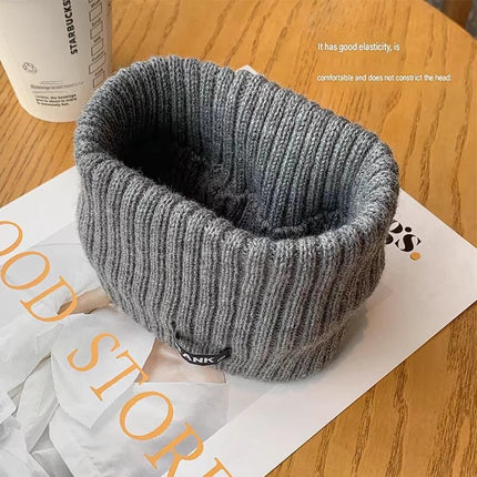 Beige Women's Knitted Headkerchief- Soft Yarn Wide Ear Warmer Head Wrap, Stretchy Non-Slip Forehead Protector for Sports, Yoga, Postpartum Care and Winter Outdoor Activities
