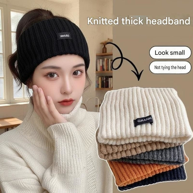 Khaki Women's Knitted Headkerchief- Soft Yarn Wide Ear Warmer Head Wrap Stretchy Non-Slip – product detail
