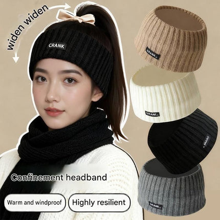 Khaki Women's Knitted Headkerchief- Soft Yarn Wide Ear Warmer Head Wrap, Stretchy Non-Slip Forehead Protector for Sports, Yoga, Postpartum Care and Winter Outdoor Activities