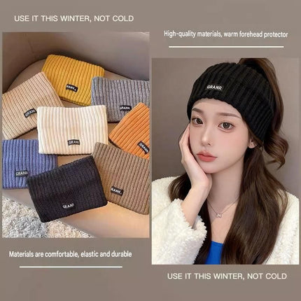 Women's Lightweight Outdoor Windproof and warm set - Beige M Size Waterproof Windproof  Sun Protection Hooded Raincoat and Beige Knitted Warm Headband Set for Hiking Travel Daily Wear