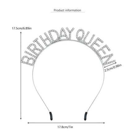 Golden Birthday queen Rhinestone decorative headband - Alloy Letter Hair Accessory with Sparkling Crystals for Women and Girls, Party Photo Prop and Celebration Gift