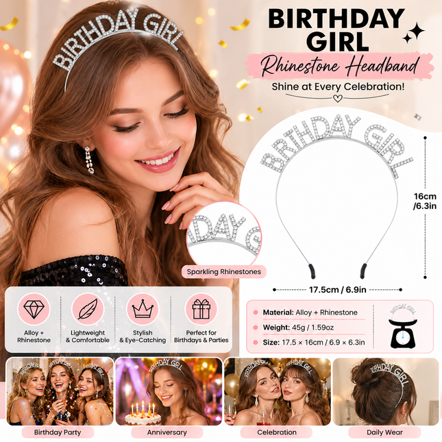 Silvery Birthday Girl Rhinestone decorative V888-ELOSUNG53816