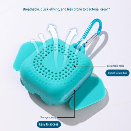 Blue Portable Quick Dry Towel with  Elephant Storage Box  - Microfiber Cooling Sports Sweat Towel with Silicone Case  for Gym Swimming Travel