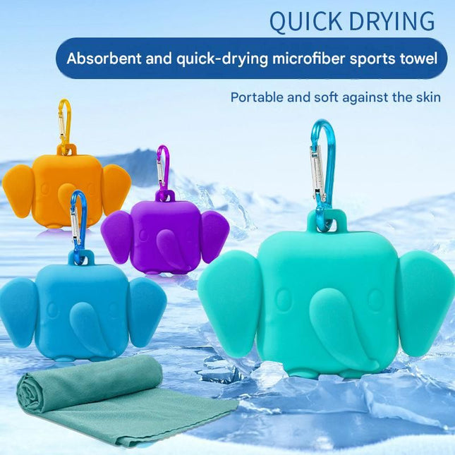 Purple Portable Quick Dry Towel with Elephant Storage Box – product detail