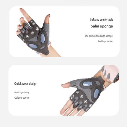 Pink L size Women's Half-Finger Fitness Gloves - Liquid Silicone Shock Absorption, Ice Silk Breathable Fabric, Non-Slip Grip for Gym Yoga Cycling Weight Training