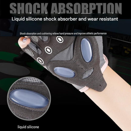 Grey S size Women's Half-Finger Fitness Gloves - Liquid Silicone Shock Absorption, Ice Silk Breathable Fabric, Non-Slip Grip for Gym Yoga Cycling Weight Training