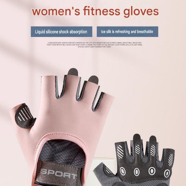 Grey M size Women's Half-Finger Fitness – product detail