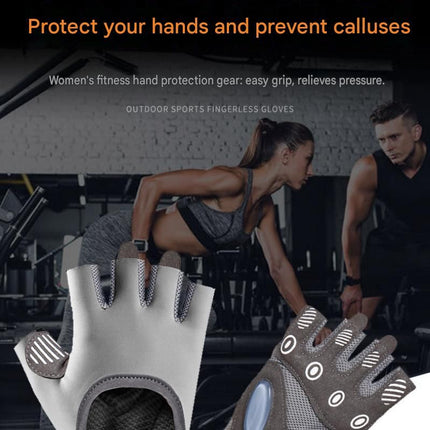 Grey M size Women's Half-Finger Fitness Gloves - Liquid Silicone Shock Absorption, Ice Silk Breathable Fabric, Non-Slip Grip for Gym Yoga Cycling Weight Training
