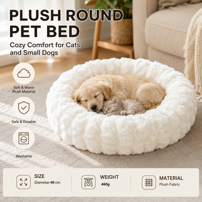 White 40cm with Heart-patterned jacquard Plush Round Pet V888-ELOSUNG53831