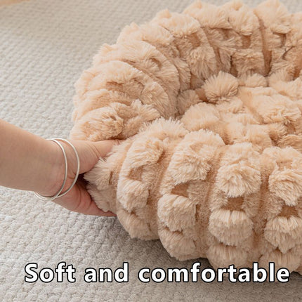 White 40cm with Heart-patterned jacquard Plush Round Pet Bed - Soft Donut Cat Bed, Warm Winter Dog Cushion for Anxiety Relief and Cozy Sleep, Durable Non-Slip Nest for Small to Medium Pets