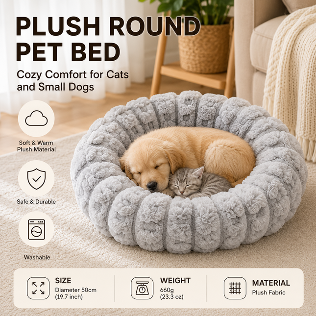 Grey 50cm with Heart-patterned jacquard Plush Round Pet V888-ELOSUNG53834