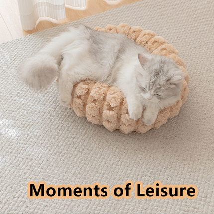 Coffee color 40cm with Heart-patterned jacquard Plush Round Pet Bed - Soft Donut Cat Bed, Warm Winter Dog Cushion for Anxiety Relief and Cozy Sleep, Durable Non-Slip Nest for Small to Medium Pets