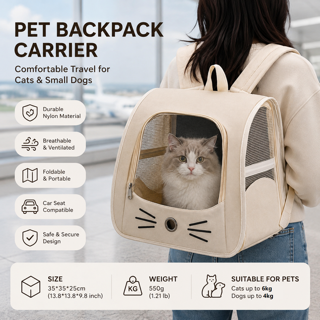 White Breathable Pet Carrier Backpack