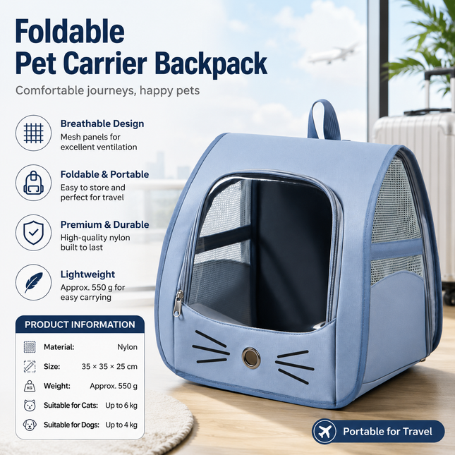 Blue Breathable Pet Carrier Backpack
