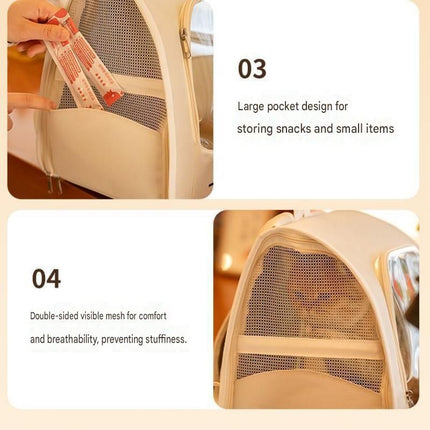 Blue Breathable Pet Carrier Backpack - Nylon Cat Travel Bag with Large Clear Window, 3-in-1 Carry Design for Cats Under 6kg and Small Dogs