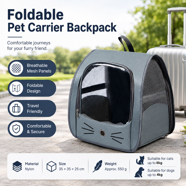 Grey Breathable Pet Carrier Backpack