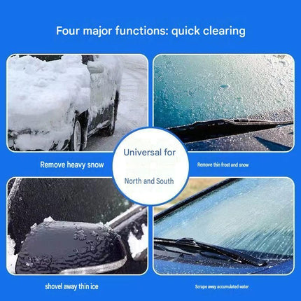 Green Multi-Function Car Windshield Ice Scraper - 4-in-1 Plastic Snow Removal Tool with Funnel Design, Lightweight Portable De-Icer for Winter Driving Safety