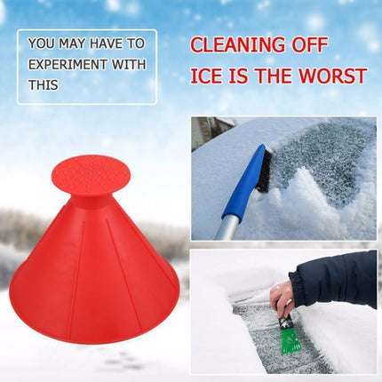 Blue Multi-Function Car Windshield Ice Scraper - 4-in-1 Plastic Snow Removal Tool with Funnel Design, Lightweight Portable De-Icer for Winter Driving Safety