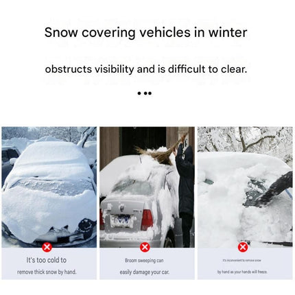 Blue Multi-Function Car Windshield Ice Scraper - 4-in-1 Plastic Snow Removal Tool with Funnel Design, Lightweight Portable De-Icer for Winter Driving Safety