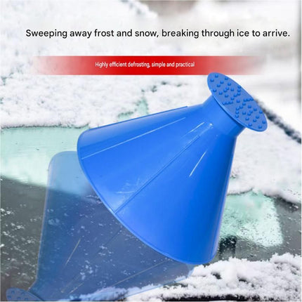 Blue Multi-Function Car Windshield Ice Scraper - 4-in-1 Plastic Snow Removal Tool with Funnel Design, Lightweight Portable De-Icer for Winter Driving Safety