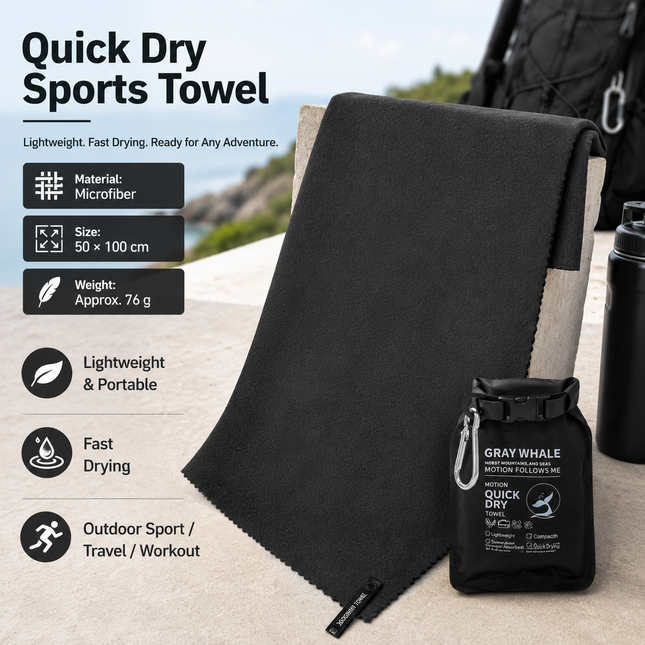 Black 50x100cm Portable Quick Dry Sports V888-ELOSUNG53860