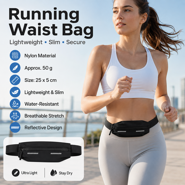 Black Running Waist Belt