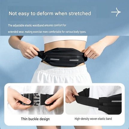 Pink Running Waist Belt - High Stretch Nylon Sports Fanny Pack with Reflective Strips, Lightweight Waterproof Phone Holder for Gym, Jogging and Outdoor Fitness