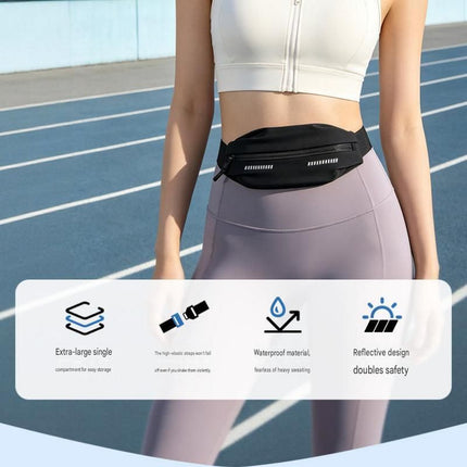 Blue Running Waist Belt - High Stretch Nylon Sports Fanny Pack with Reflective Strips, Lightweight Waterproof Phone Holder for Gym, Jogging and Outdoor Fitness
