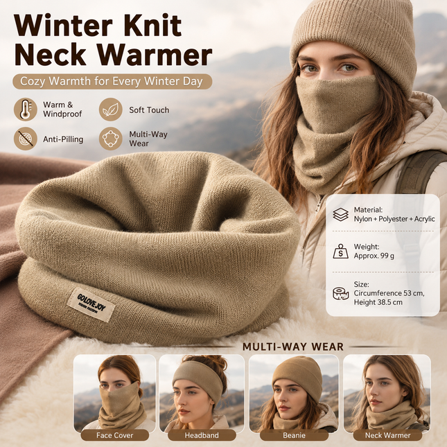 Khaki Women's Knitted Neck Warmer Snood