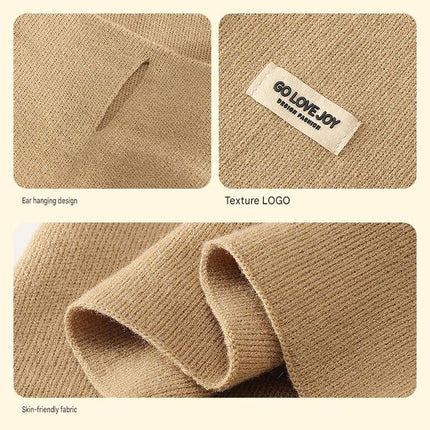 Khaki Women's Knitted Neck Warmer Snood - Ear Loop Face Cover, Warm Anti-Pilling Wind and Dust Coverage for Outdoor Sports, Cycling and Travel